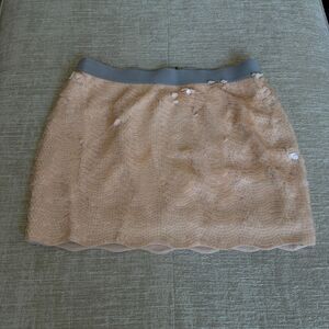 BCBG MAXAZRIA Women's Y2K Disco Peach & Gray Sequined Mini Skirt Sz M